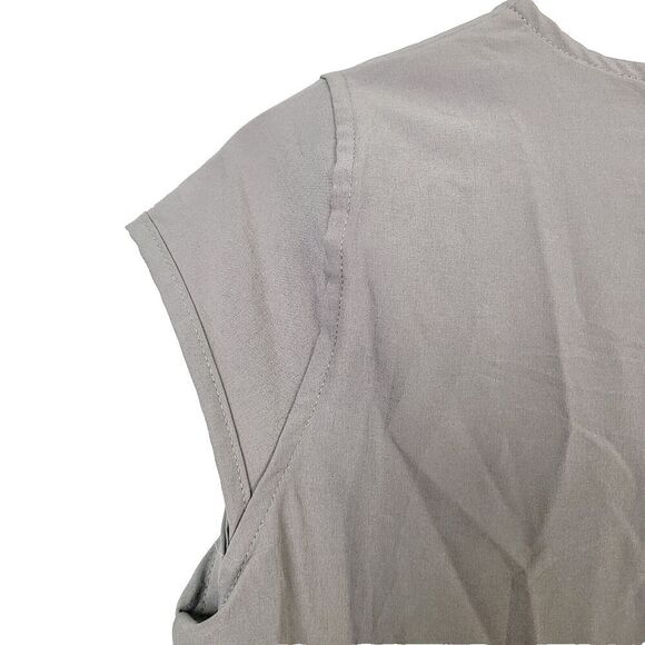 Albion Fit Jumpsuit XS Beige Stretch Cap Sleeve Cinch Waist Ankle‎ Zip One Piece - Picture 3 of 8